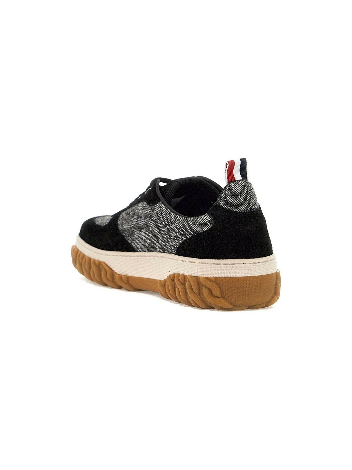 Donegal Tweed Cable Knit Sole Letterman Sneakers.