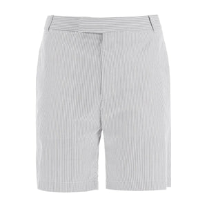 Grey Striped-Pattern Cotton Tailored Shorts THOM BROWNE JOHN JULIA.