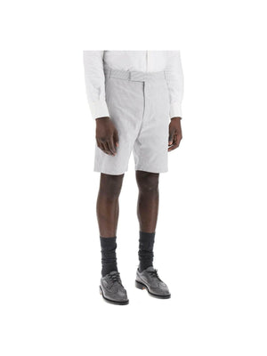 Grey Striped-Pattern Cotton Tailored Shorts THOM BROWNE JOHN JULIA.