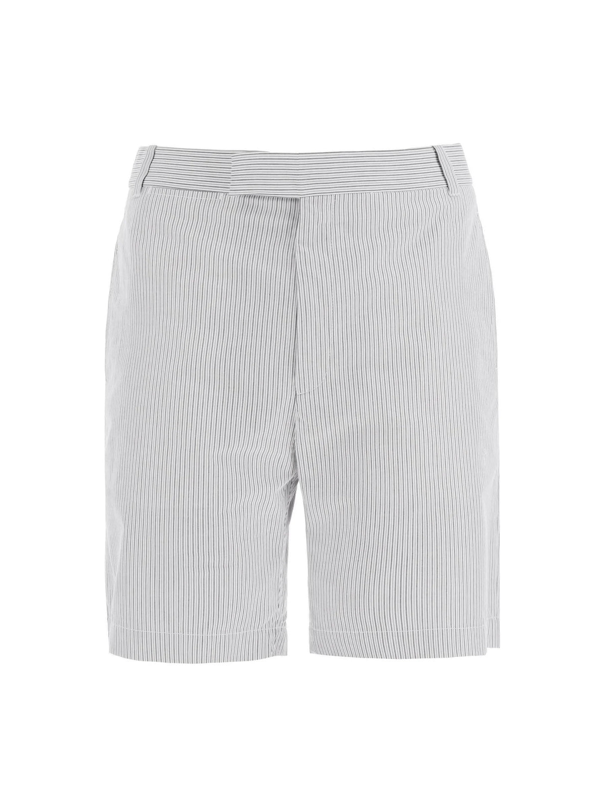 Grey Striped-Pattern Cotton Tailored Shorts THOM BROWNE JOHN JULIA.