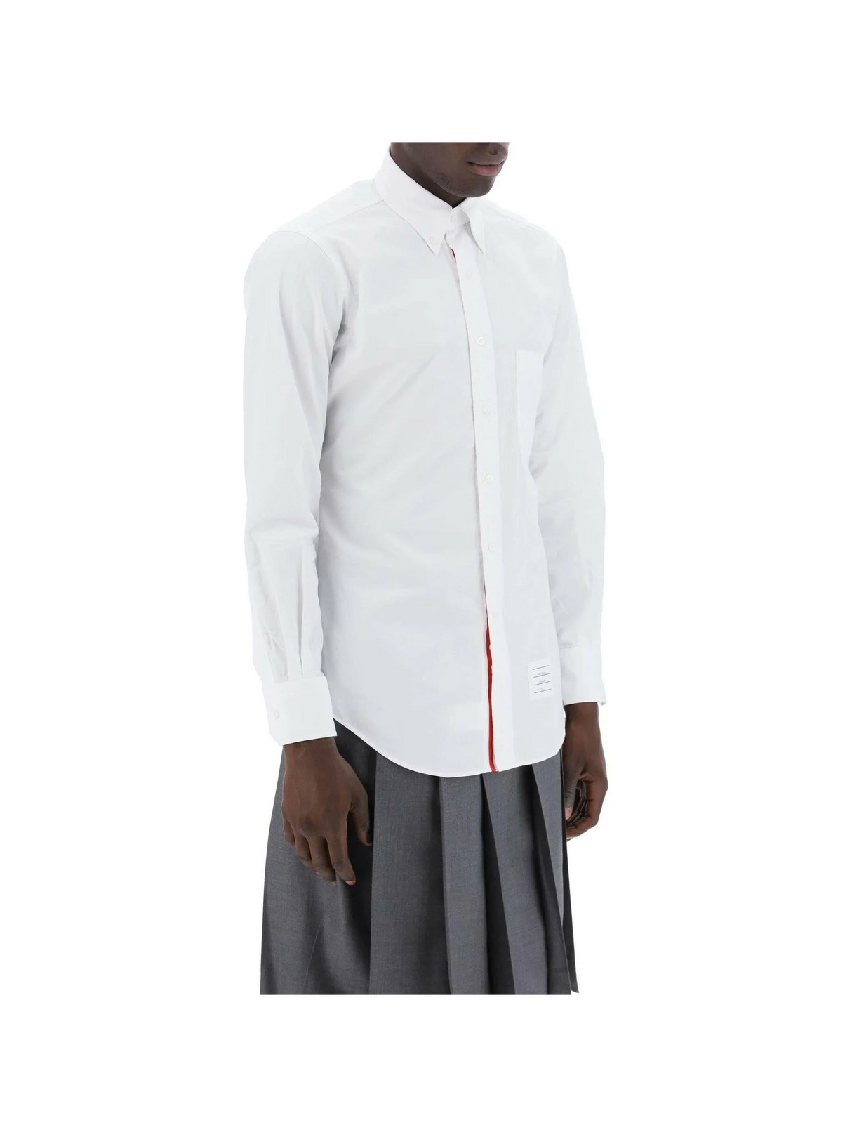 Grosgrain Placket Solid Poplin Shirt.