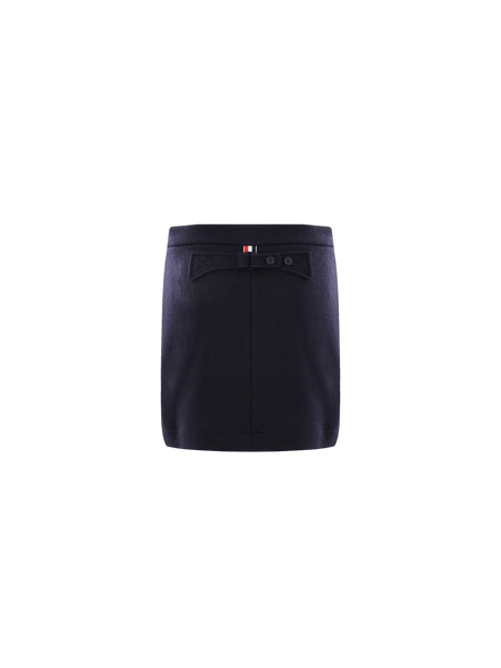 Herringbone Cotton and Wool Miniskirt-THOM BROWNE-JOHN JULIA