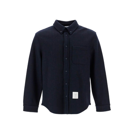 THOM BROWNE-Herringbone Wool Blend Overshirt -JOHN JULIA.