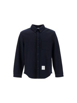 THOM BROWNE-Herringbone Wool Blend Overshirt -JOHN JULIA.