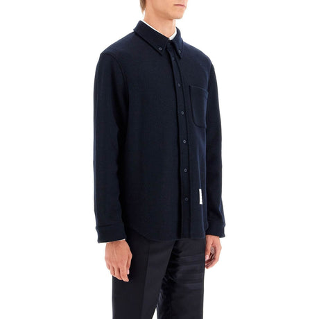 THOM BROWNE-Herringbone Wool Blend Overshirt -JOHN JULIA.