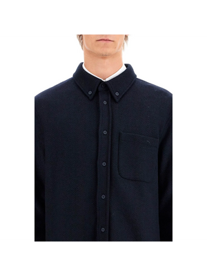 THOM BROWNE-Herringbone Wool Blend Overshirt -JOHN JULIA.