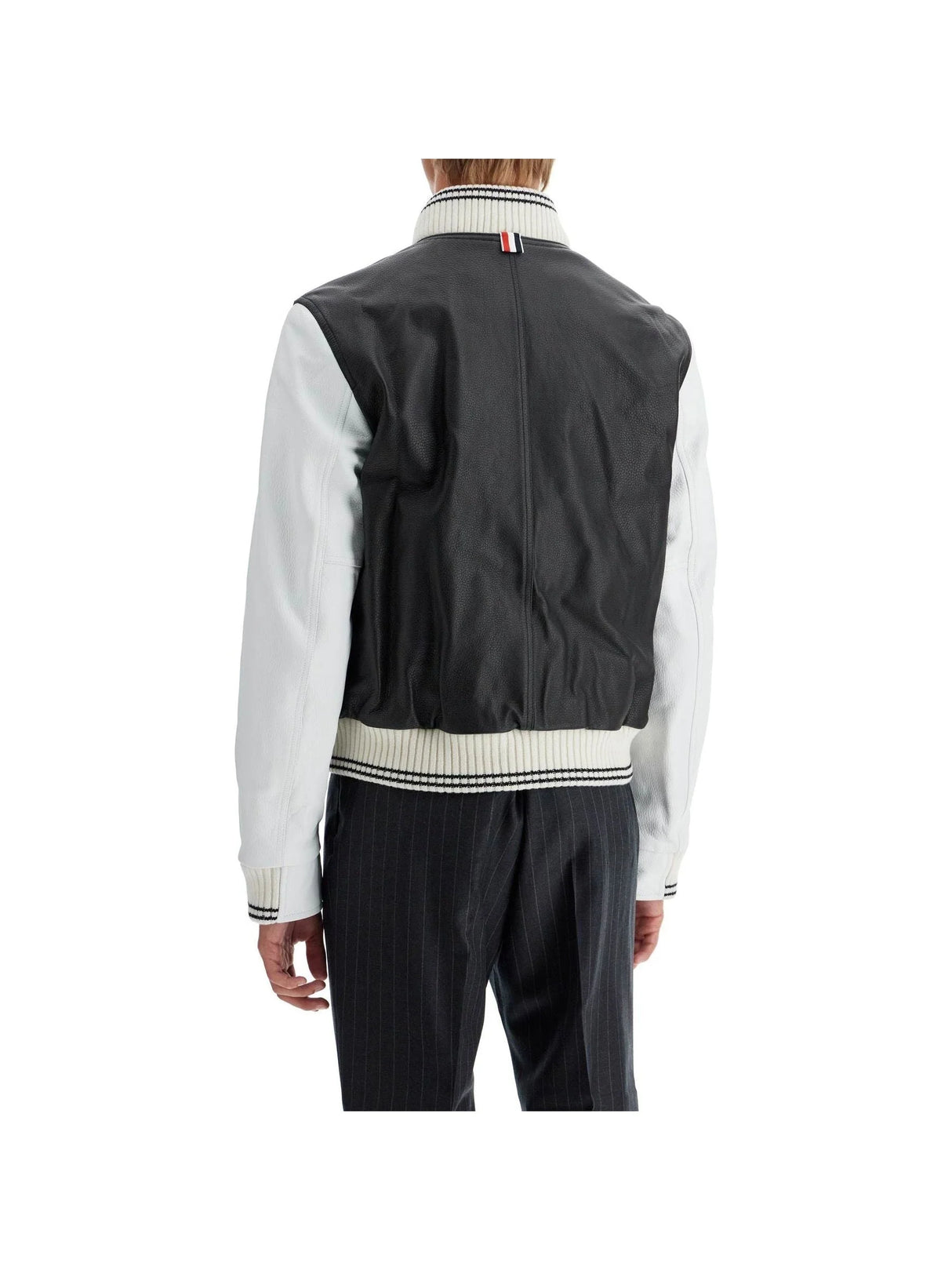 Varsity Leather Bomber Jacket-Thom Browne-JOHN JULIA