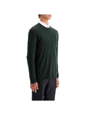 THOM BROWNE-Long Sleeved Wool Jersey T Shirt For Men -JOHN JULIA.