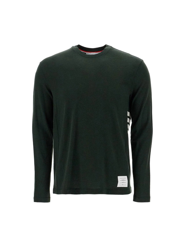 THOM BROWNE-Long Sleeved Wool Jersey T Shirt For Men -JOHN JULIA.