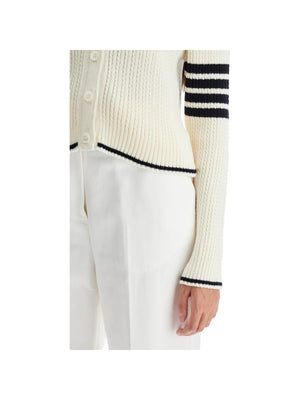 THOM BROWNE-Merino Wool 4-Bar Cardigan-JOHN JULIA