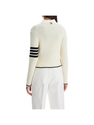 THOM BROWNE-Merino Wool 4-Bar Cardigan-JOHN JULIA