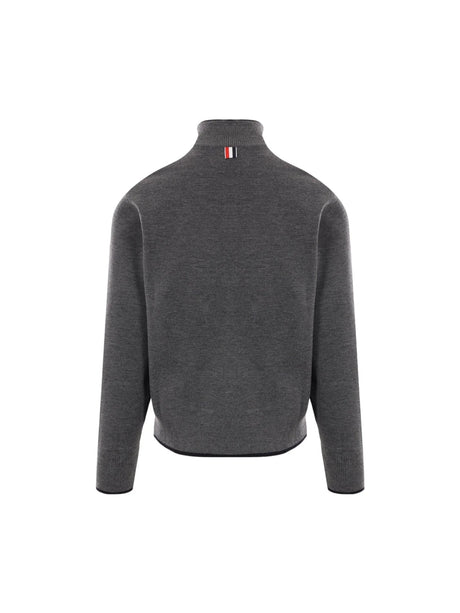 Merino Wool Half-zip Sweater-THOM BROWNE-JOHN JULIA