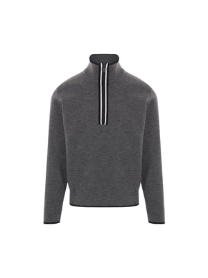 Merino Wool Half-zip Sweater-THOM BROWNE-JOHN JULIA