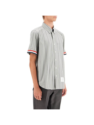 THOM BROWNE-Striped Short Sleeved Shirt -JOHN JULIA.