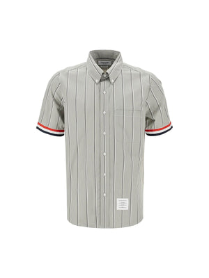 THOM BROWNE-Striped Short Sleeved Shirt -JOHN JULIA.