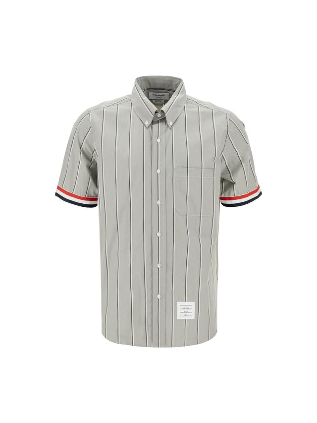 THOM BROWNE-Striped Short Sleeved Shirt -JOHN JULIA.