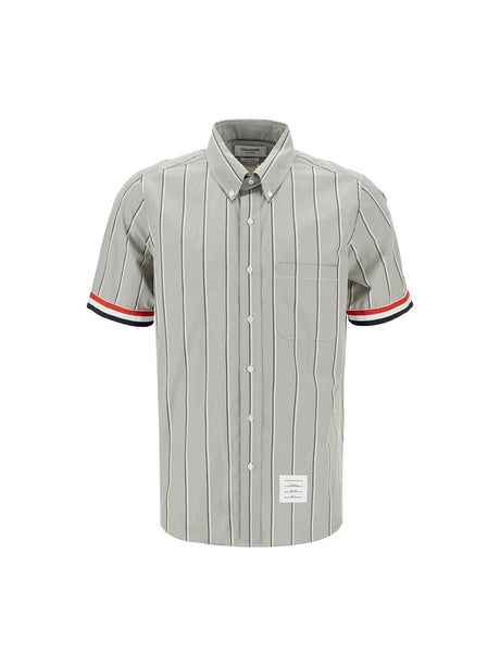 THOM BROWNE-Striped Short Sleeved Shirt -JOHN JULIA.