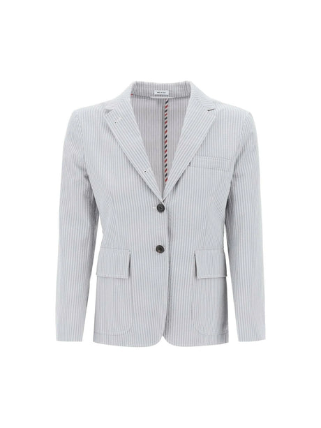 THOM BROWNE-Seersucker Single Breasted Jacket-JOHN JULIA