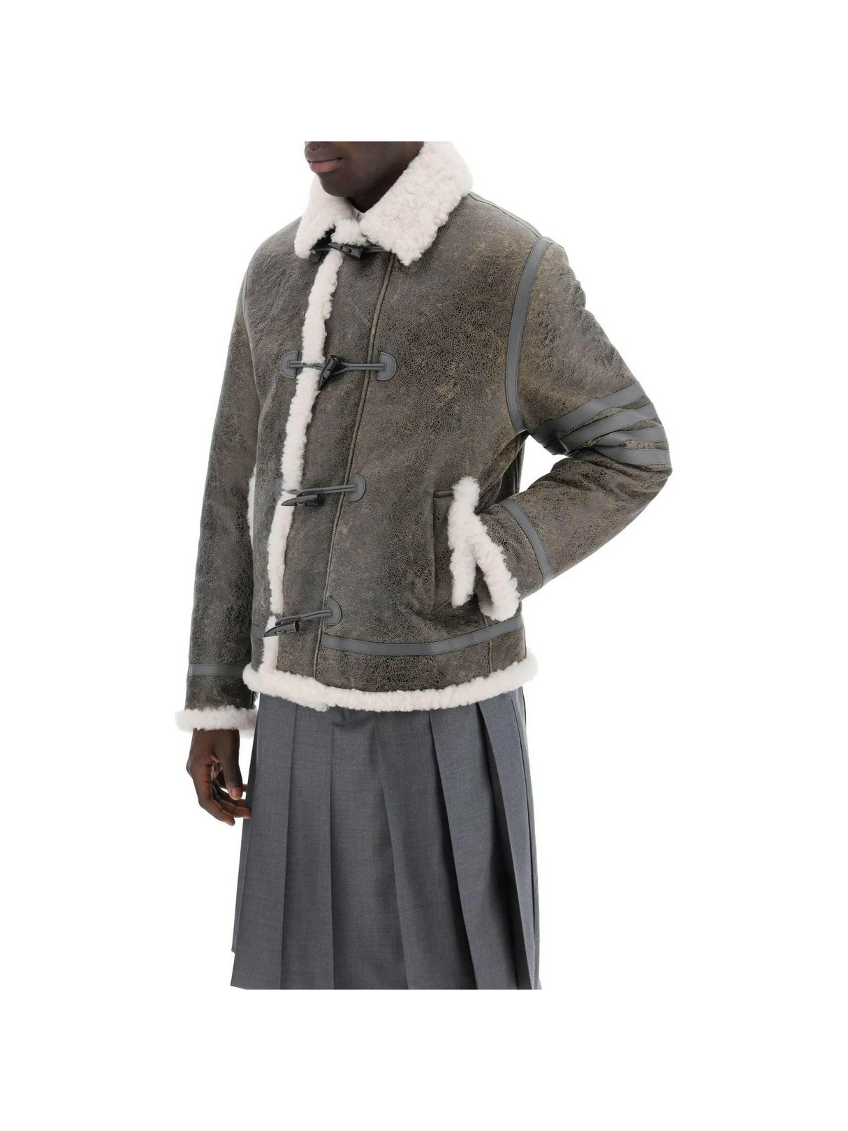 Cropped Shearling Montgomery Jacket-Thom Browne-JOHN JULIA