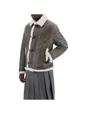 Cropped Shearling Montgomery Jacket-Thom Browne-JOHN JULIA