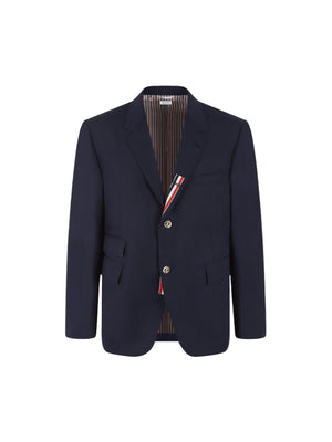 Single-breasted Cotton Blend Jacket-THOM BROWNE-JOHN JULIA