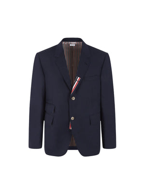 Single-breasted Cotton Blend Jacket-THOM BROWNE-JOHN JULIA