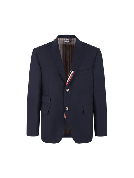 Single-breasted Cotton Blend Jacket-THOM BROWNE-JOHN JULIA