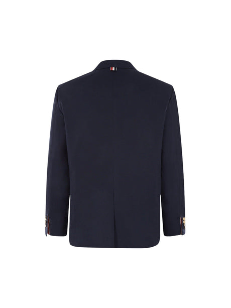 Single-breasted Cotton Blend Jacket-THOM BROWNE-JOHN JULIA