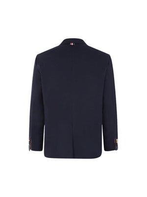 Single-breasted Cotton Blend Jacket-THOM BROWNE-JOHN JULIA