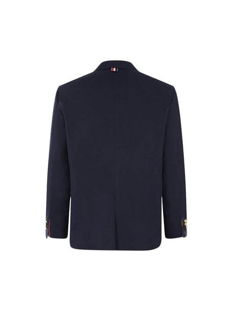 Single-breasted Cotton Blend Jacket-THOM BROWNE-JOHN JULIA