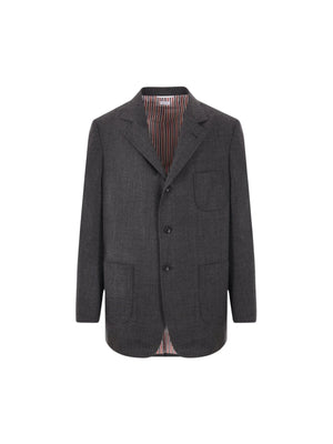 Single-breasted Crispy Wool Jacket-THOM BROWNE-JOHN JULIA