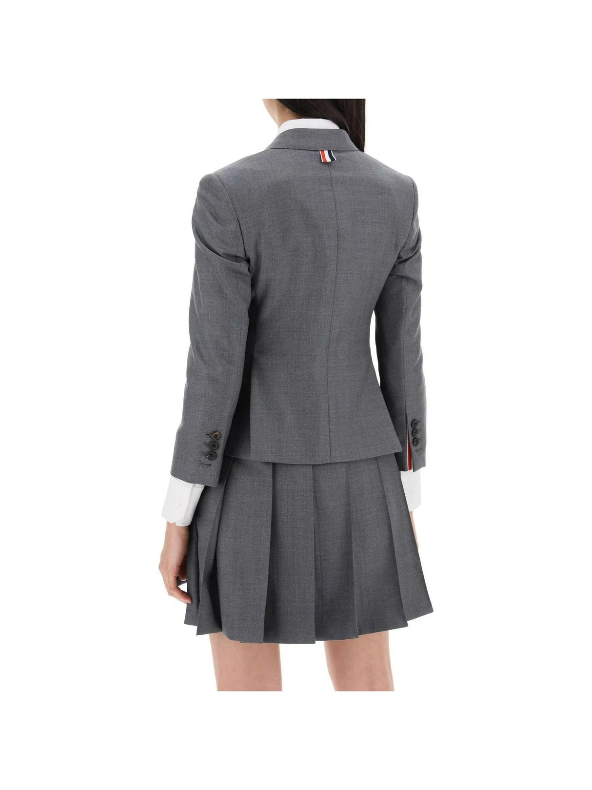 THOM BROWNE-Single Breasted Cropped Jacket In 120's Wool-JOHN JULIA