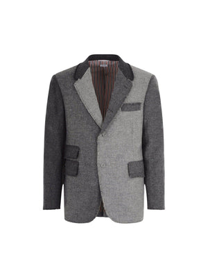 Single-breasted Shetland Wool Jacket-THOM BROWNE-JOHN JULIA