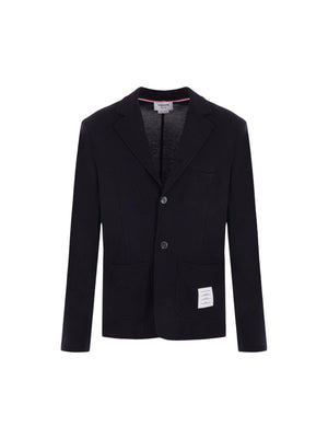 Single-breasted Wool Knit Jacket-THOM BROWNE-JOHN JULIA