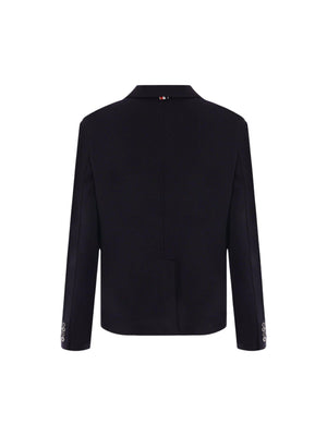 Single-breasted Wool Knit Jacket-THOM BROWNE-JOHN JULIA