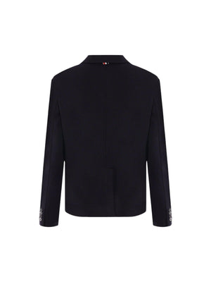 Single-breasted Wool Knit Jacket-THOM BROWNE-JOHN JULIA