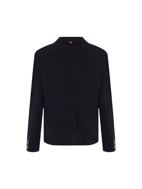 Single-breasted Wool Knit Jacket-THOM BROWNE-JOHN JULIA