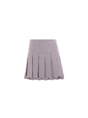 Small Check Cotton Blend Miniskirt-THOM BROWNE-JOHN JULIA