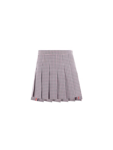 Small Check Cotton Blend Miniskirt-THOM BROWNE-JOHN JULIA