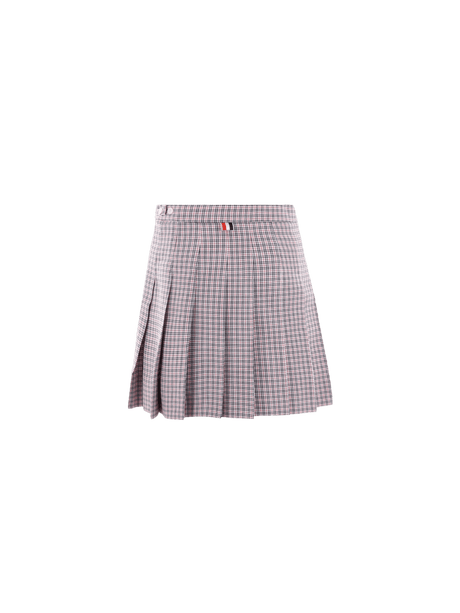 Small Check Cotton Blend Miniskirt-THOM BROWNE-JOHN JULIA