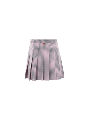 Small Check Cotton Blend Miniskirt-THOM BROWNE-JOHN JULIA