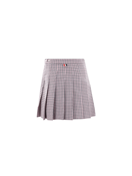 Small Check Cotton Blend Miniskirt-THOM BROWNE-JOHN JULIA