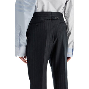 THOM BROWNE-Striped Classic Backstrap Wool Trousers -JOHN JULIA.