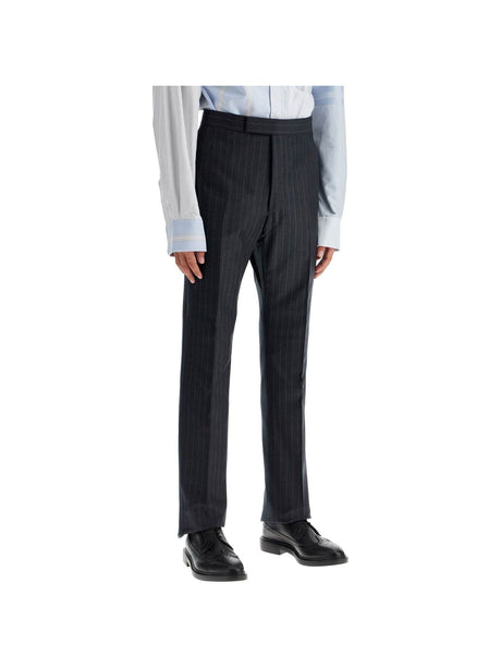 THOM BROWNE-Striped Classic Backstrap Wool Trousers -JOHN JULIA.