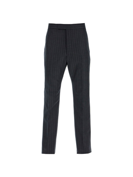 THOM BROWNE-Striped Classic Backstrap Wool Trousers -JOHN JULIA.