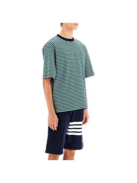 THOM BROWNE-Striped Oversized Jersey T Shirt -JOHN JULIA.