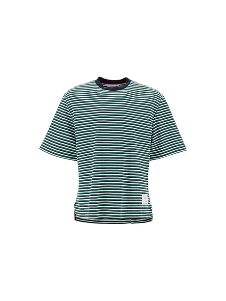 THOM BROWNE-Striped Oversized Jersey T Shirt -JOHN JULIA.