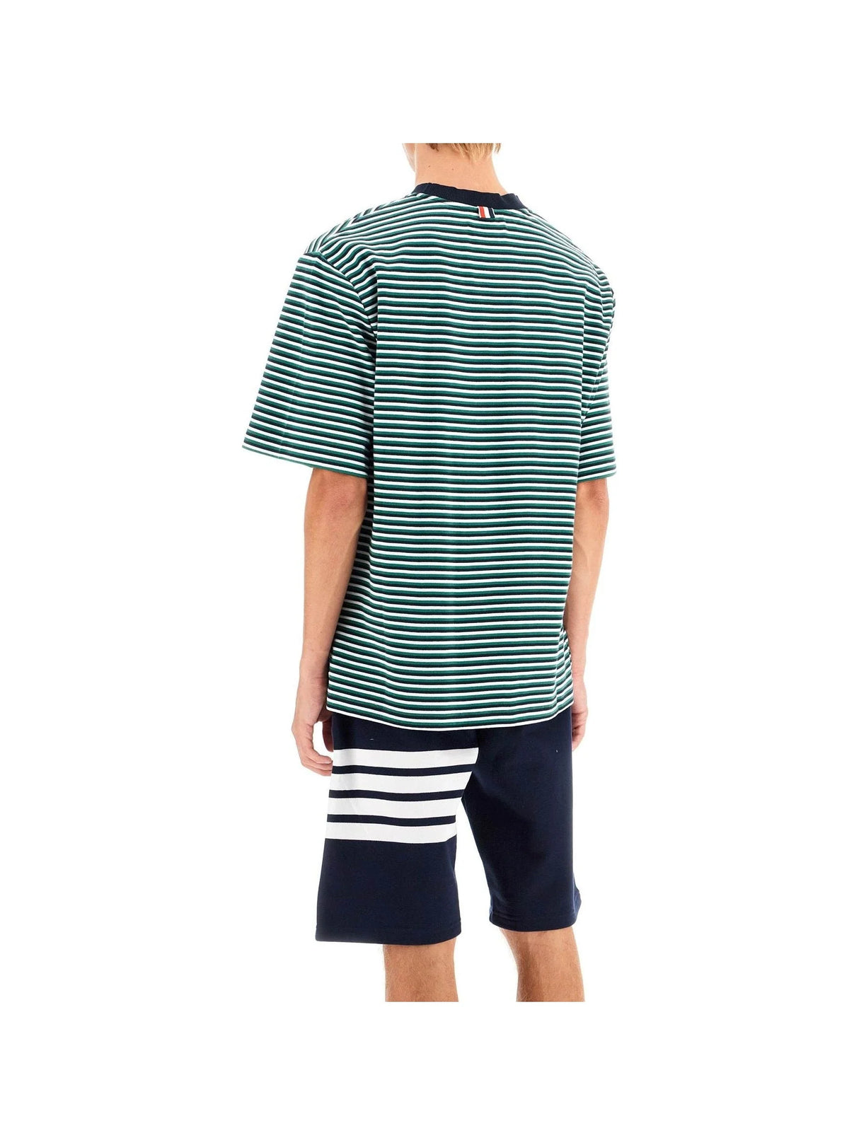 THOM BROWNE-Striped Oversized Jersey T Shirt -JOHN JULIA.