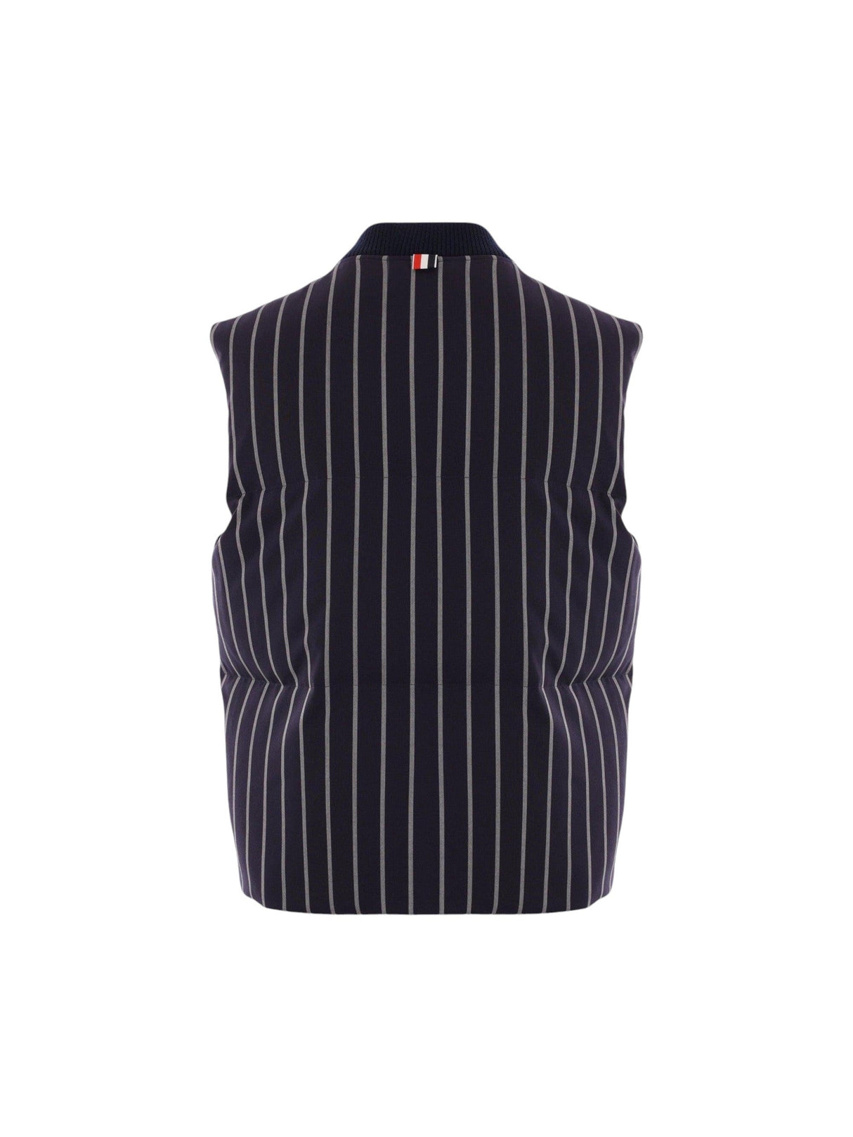 THOM BROWNE-Striped Wool Down Vest-JOHN JULIA