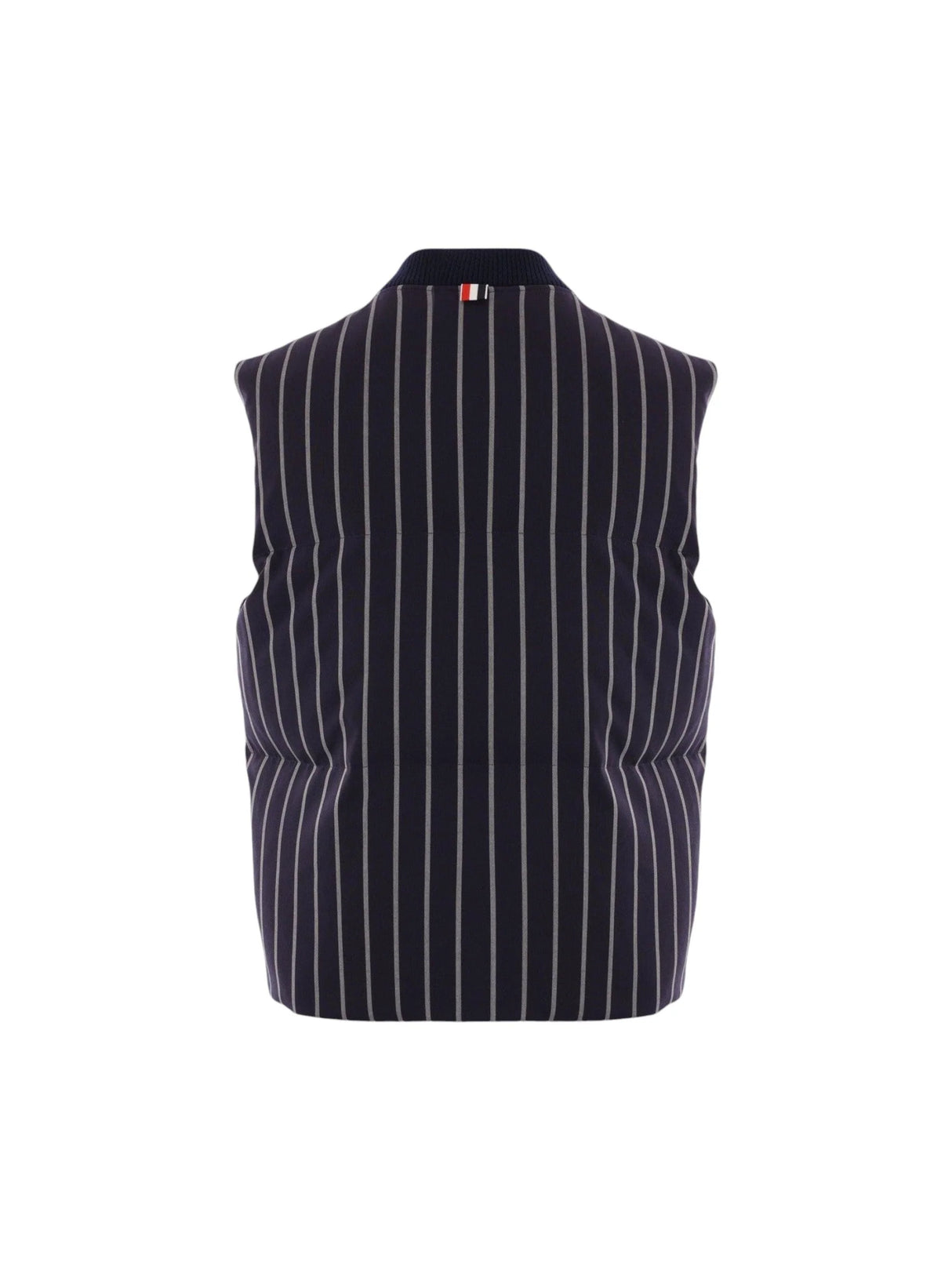 THOM BROWNE-Striped Wool Down Vest-JOHN JULIA